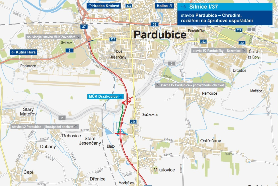 ŘSD v roce 2023 zveřejnilo aktualizovaný leták o chystaném vybudování čtyřpruhové komunikace na silnici I/37. Zdroj: ŘSD ŘSD v roce 2023 zveřejnilo aktualizovaný leták o chystaném vybudování čtyřpruhové komunikace na silnici I/37. Zdroj: ŘSD